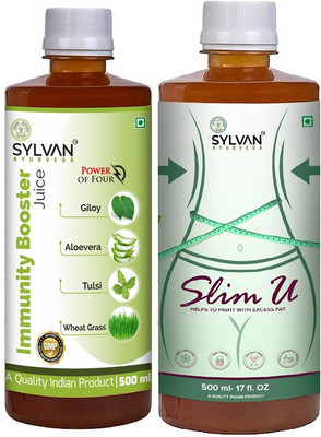 SYLVAN AYURVEDA SYLV|IMMUNITY BOOSTER+SLIM-U JUICE|500ML PACK OF 2(2 x 400 ml)