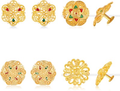 VIGHNAHARTA Vighnaharta Sizzling Charming Alloy Gold Plated Stud Earring Combo set For Women and Girls ( Pack of- 4 Pair Earrings)-VFJ1197-1346-1254-1347ERG Alloy Earring Set