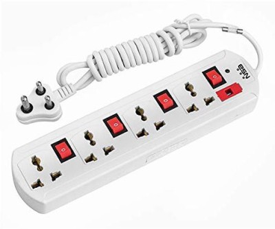 Ratehalf 4 Socket with 4 Individual Switch Spike Guard Power Strip with Individual Switch Extension Cord Board Box with Surge Protector (White, 2 m Cable) 4  Socket Extension Boards(White, 2 m)