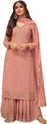 KAPANKU Georgette Embroidered Kurta & Palazzo Material