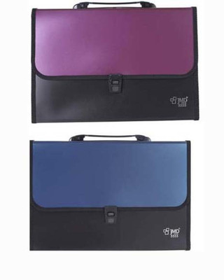 JMD Plastic GOLD 13 Pocket Expanding File Folder with Handle A4/FC Letter Size(Set Of 2, Blue, Maroon)