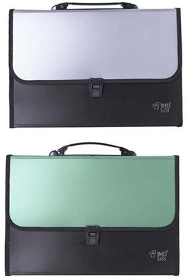 JMD Plastic File Folder with Handle A4/FC Letter Size(Set Of 2, Silver, Green)