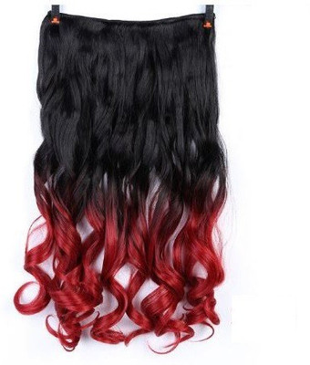 ASG 5 Clip Based Women's Fashion Red Highlighted Curly/Wavy Casual  Extension/ Accessories Hair Extension