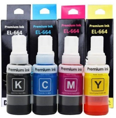 Ang 664 Inkjet Ink Tank Refill For L130, L220, L310, L360, L365, L380, L405, L210 Black + Tri Color Combo Pack Ink Bottle