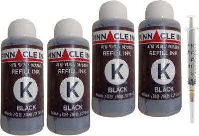 PINNACLE Complitable Refill Ink Black for All hp Printers 4 Bottles All BK Black Ink Bottle