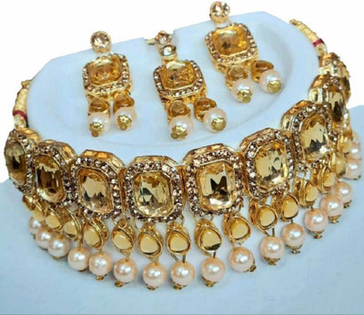 jatin imitation Metal, Stone Gold-plated Gold Jewellery Set(Pack of 1)