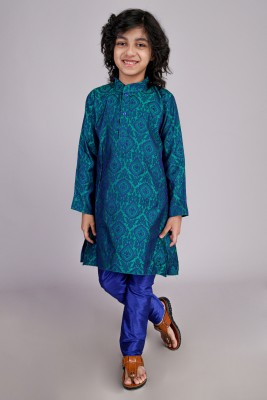 Vesham Boys Festive & Party Kurta and Pyjama Set(Blue Pack of 1)