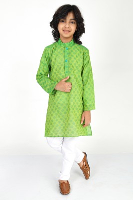 Vesh Boys Festive & Party Kurta and Pyjama Set(Green Pack of 1)