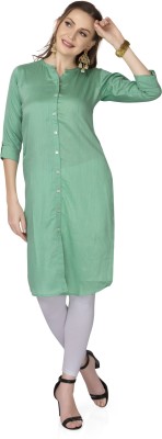 Melovine Women Solid Straight Kurta(Green)