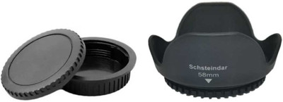 Schsteindar 58mm Reversible Tulip Flower Lens Hood & Rear Lens Cap & Body Cap Replacement for Canon 18-55mmLens with 58mm Filter Thread  Lens Hood(58 mm, Black)