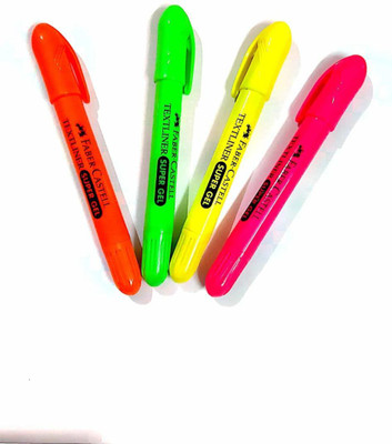 FABER-CASTELL FC 4 Piece Textliner Super Gel(Set of 4, Pink, Orange, Green, Fluorescent Yellow)