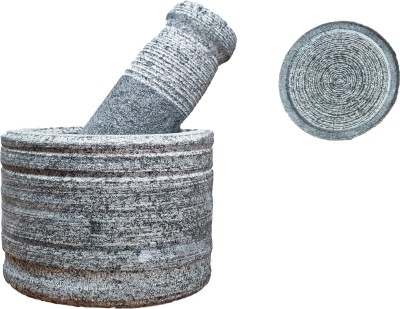 Kerala Traditional Pure Ayurvedic Organic Natural Mortar and Pestle/Imam Dasta/Ohkli Musal/Kharal/Khalbatta Okhli Spice Grinder, 4-inch Mortar for Lovable Family Stoneware Masher(Pack of 2)