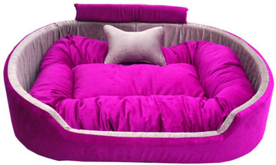 Furry Smile Simple Letest Beds , Sofas & Chair With Collar & Haddi For Dog And Cat XL Pet Bed(Purple & Grey)