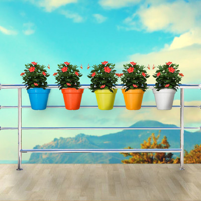 TrustBasket Hector Hook Pot (Set of 5) Plant Container Set(Pack of 5, Plastic)