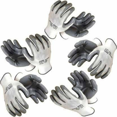 STYLERA 5 PAIR Anti Cutting Cut Resistant Hand Safety Gloves Cut-Proof Protection with Rubber Grade Wet and Dry Glove Nylon, Rubber Safety Gloves(Pack of 10)