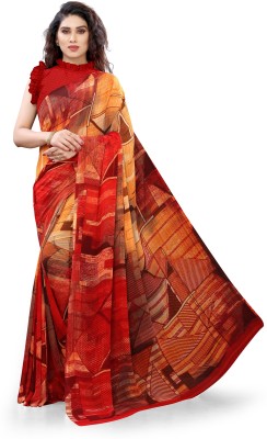 Madhur milan Geometric Print Daily Wear Georgette Saree(Red)