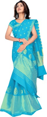 kamdar Woven Mekhela Chador Silk Blend Saree(Light Blue)