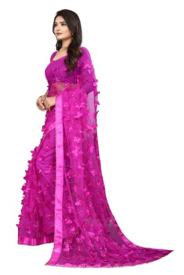 Aadimam Creation Floral Print Bollywood Net Saree(Purple)