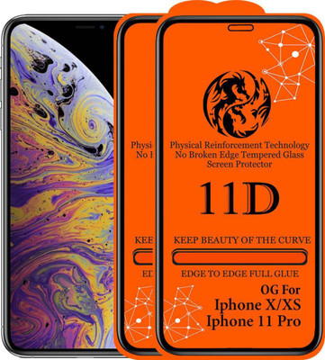 aplexx Edge To Edge Tempered Glass for Apple iPhone X, Apple iPhone XS, Apple IPhone 11 Pro(Pack of 2)