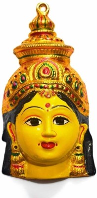 Sirgan Goddess Varalakshmi Yellow Face for Navaratri Pooja Decoration Height: 4 inches Decorative Showpiece  -  12 cm(Clay, Yellow)