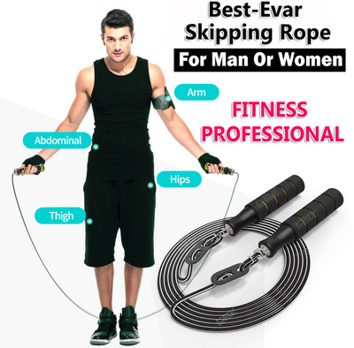Best-Quality-Hub Skipping Ropes For Men Gym Jumping rassi jumping ropes for men Freestyle Skipping Rope(Black, Length: 350 cm)