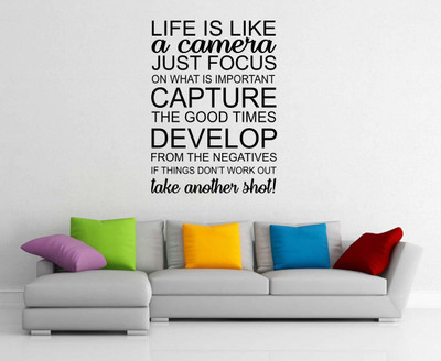 Asmi Collections 85 cm Life is Like a Camera Motivational Quotes Wall Sticker Self Adhesive Sticker(Pack of 1)