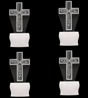 Somil 3D Illusion Effect The Cross Multi Colour LED Night Lamp ::Pack Of 4 Night Lamp(10 cm, Multicolor)