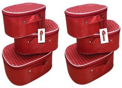 Chehek Combo Pack of 6 Fashionable High Quality Vanity Box Bangle Box, Cosmetic Box, Makeup Organizer, Storage case Vanity Box (Red) Vanity Box, Cosmetic bag, Makeup box Vanity Box(Red)