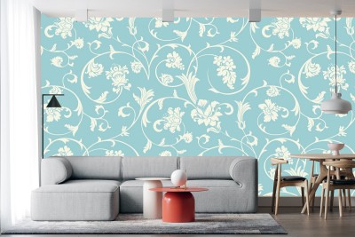 Zedexgraphics Floral & Botanical Blue Wallpaper(228 cm x 40 cm)