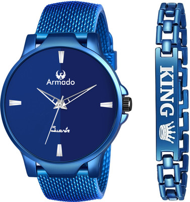 ARMADO 1510 BLUE+BRACELET Mesh Strap All Blue Men Watch With Free King Bracelet With Water Resistant Feature Rakhi/Raksha Bandhan/ Bhai Dooj Gift Pack Combo Analog Watch - For Boys ARMADO 1510 BLUE+BRACELET Mesh Strap All Blue Men Watch With Free King Bracelet With Water Resistant Feature Rakhi/Raksha Bandhan/ Bhai Dooj Gift Pack Combo Analog Watch - For Boys