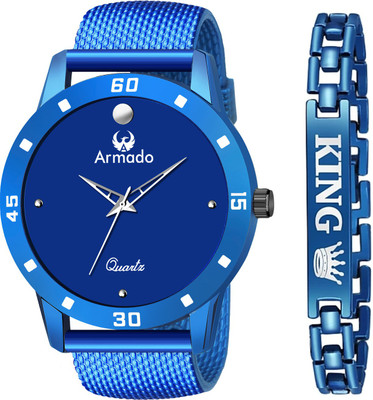 ARMADO 1506-BLUE+BRACELET Mesh Strap All Blue Men Watch With Free King Bracelet With Water Resistant Feature Rakhi/Raksha Bandhan/ Bhai Dooj Gift Pack Combo Analog Watch - For Boys ARMADO 1506-BLUE+BRACELET Mesh Strap All Blue Men Watch With Free King Bracelet With Water Resistant Feature Rakhi/Raksha Bandhan/ Bhai Dooj Gift Pack Combo Analog Watch - For Boys