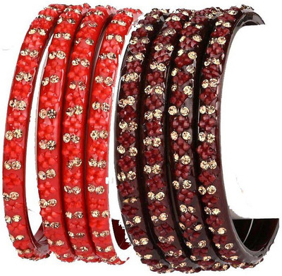 AFAST Glass Enamel Bangle Set(Pack of 8)