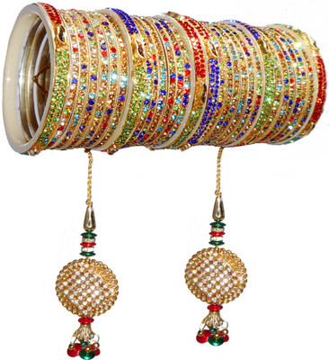 Royal Bangles Metal Zircon Bangle Set(Pack of 30)
