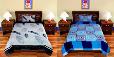 Home Readiness 160 TC Polycotton Single Checkered Flat Bedsheet(Pack of 2, Multicolor)