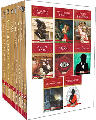 Best of Classic Fiction (Set of 8 Books) - As a Man Thinketh, Wuthering Heights, Pride and Prejudice, Great Gatsby, Animal Farm, 1984, Metamorphosis, Siddhartha(Paperback, Maple)