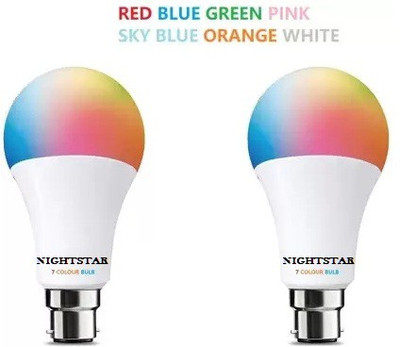 Nightstar 9 W Basic Round B22 LED Bulb(Multicolor, Pack of 2)