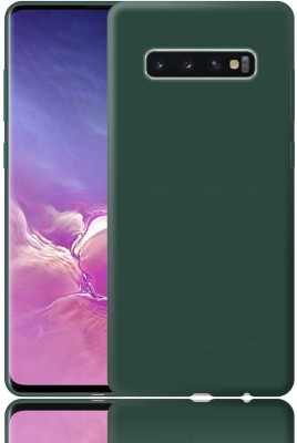 CASE CREATION Back Cover for Samsung S10 Plus Liquid Silicon OG Premium Case Cover(Green, Waterproof, Pack of: 1)