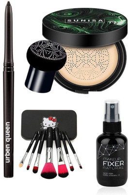 URBEN QUEEN kajal & fixer & 7 set hello brushes mini & sunis foundation waterproof cc cream Foundation ( 4 items )(4 Items in the set)