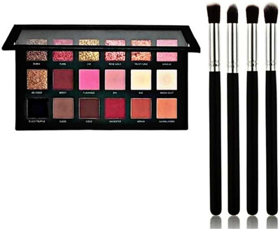 Plethora Rose Gold REMASTERED Eyeshadow Palette Matte and Shimmer Eyeshadow & Eyeshadow Makeup Brushes(2 Items in the set)