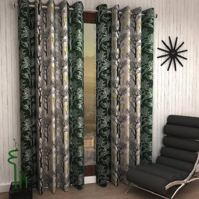 Immix 274 cm (9 ft) Polyester Semi Transparent Long Door Curtain (Pack Of 2)(Printed, Green)