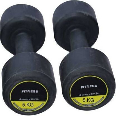 HACKERX Exclusive Quality Rubber Dumbbell Set Of 5 kg X 2 ( 10Kg ) Fixed Weight Dumbbell(10 kg)