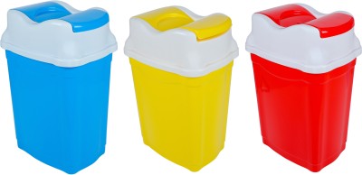 N H Enterprise Regular Size Garbage Trash Dustbin With Swing Lid ( 25 L - 3 PCS ) Plastic Dustbin(Blue, Red, Yellow, Pack of 3)