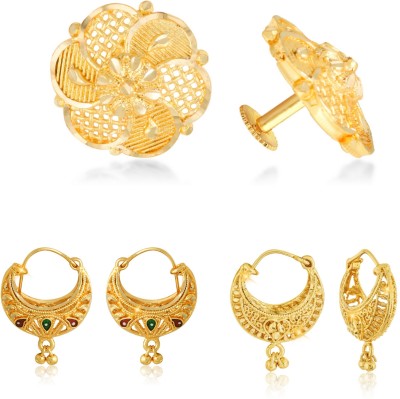 VIGHNAHARTA Allure Graceful Alloy Gold Plated Stud and Chandbali Earring Combo set For Women and Girls Pack of- 3 Pair Earrings- VFJ1241-1137-1181ERG Alloy, Brass Stud Earring, Chandbali Earring