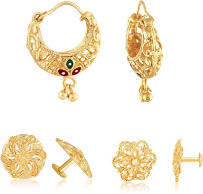 VIGHNAHARTA Sizzling Charming Alloy Gold Plated Stud and Chandbali Earring Combo set For Women and Girls Pack of- 3 Pair Earrings- VFJ1101-1113-1269ERG Alloy, Brass Stud Earring, Chandbali Earring