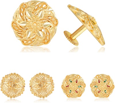VIGHNAHARTA Allure Graceful Alloy Gold Plated Stud Earring Combo set For Women and Girls Pack of- 3 Pair Earrings- VFJ1269-1257-1254ERG Alloy, Brass Stud Earring