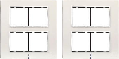 CONA Status Axis Square 8 Modular Plate with Blue LED Indicator, Snow White - Pack of 2|8 Module Switch Plates|Cover Plate|8M Polycarbonate Switch Frame Wall Plate(White)