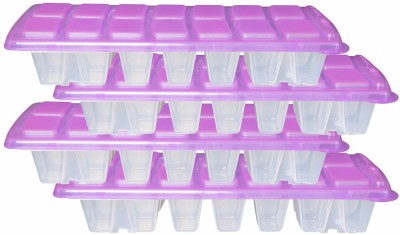 Wonder Plastic Prime Keroline Big Fridge Ice Tray with Lid, Set of 4 Tray 14 Cube, Violet Color, Made in India, KBS03857 Purple Plastic Ice Cube Tray(Pack of4)
