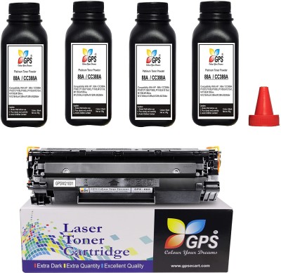 GPS Colour Your Dreams High Quality 88A / CC388X Toner + Powder for HP Laser Printers P1007, P1106,P1008, P1108, P1008, M1213nf MFP, M1136 MFP, M1213nf, M1216nfh, M1218nfs. Pro M202, Pro M202n, Pro M202dw ,M126nw MFP, M1218nfs, M128fw MFP, M128fn MFP, M226DW and M226DN Pack Of 1 Toner Cartridge + 4 