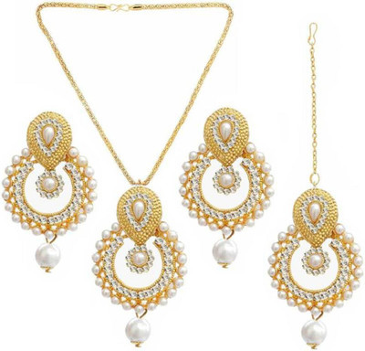 jatin imitation Metal, Stone Gold-plated White Jewellery Set(Pack of 1)