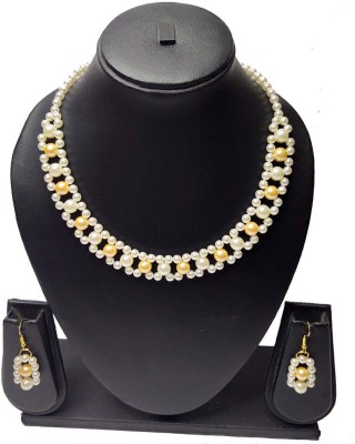 PRAGATI Alloy Gold, White Jewellery Set(Pack of 1)